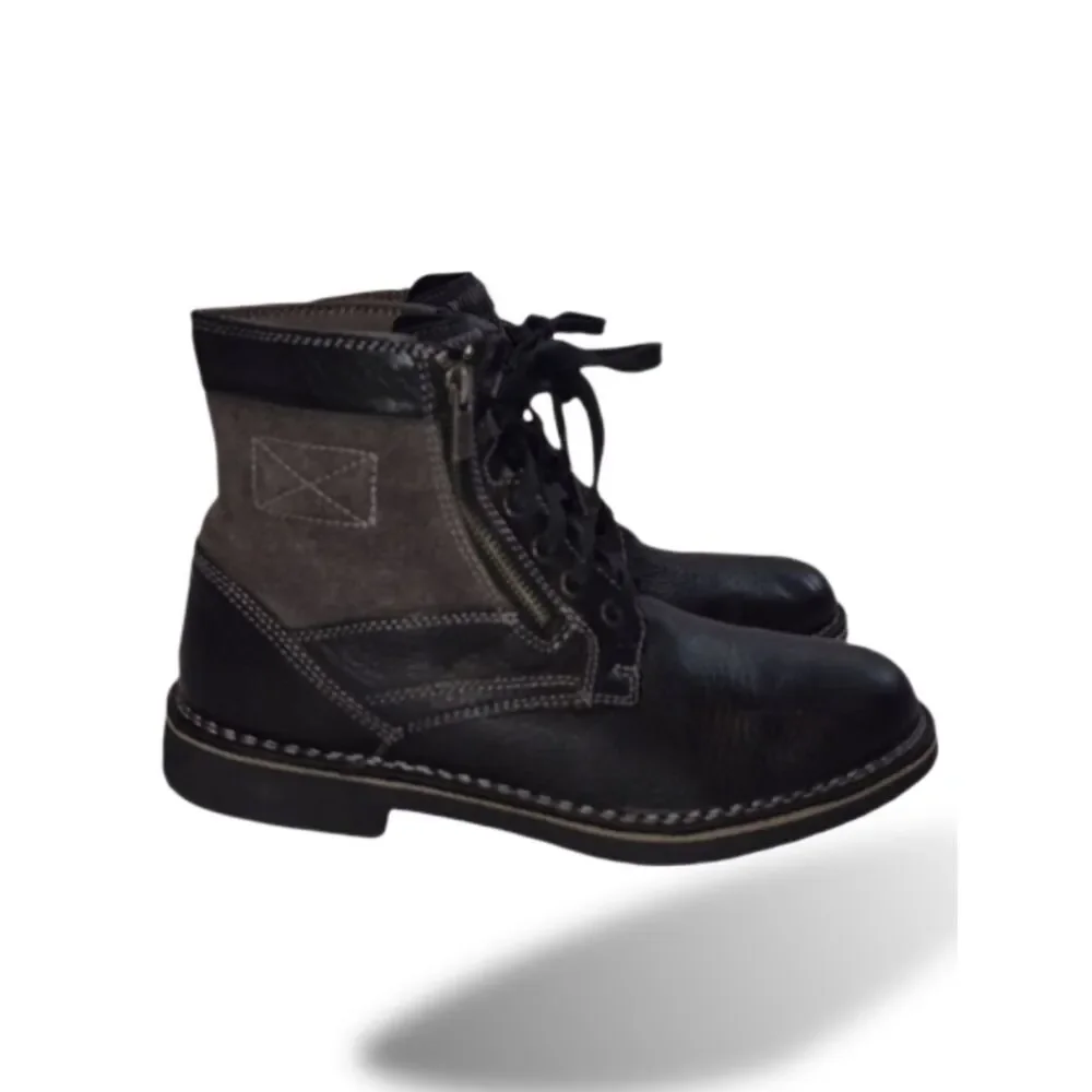 Clarks Men's Medway Black Lace-Up Zip Ankle Boots